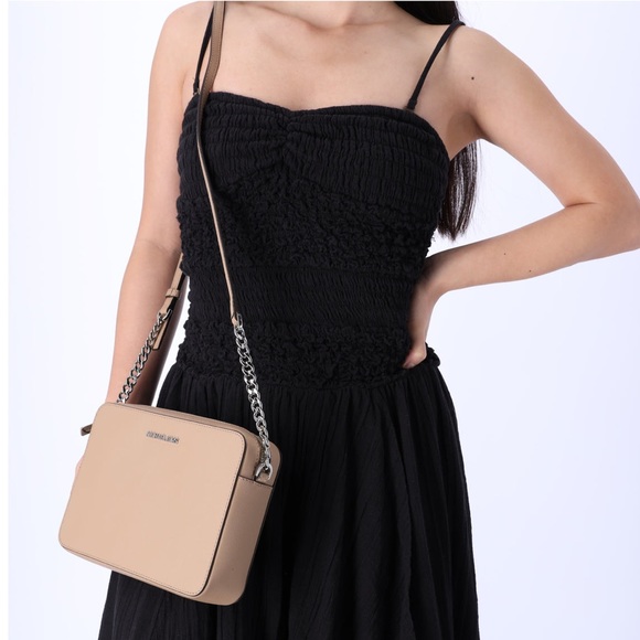 Michael Kors Jet Set Large East West Saffiano Leather Crossbody Bag Camel - Picture 2 of 10